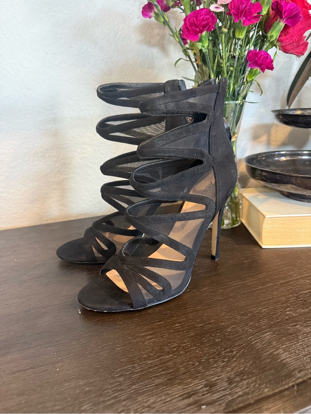 Aldo Black Cutout Strappy Stiletto Sandals